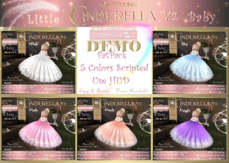 Second Life Marketplace - DEMO Little Cinderella 5 Color Gown V2 Baby